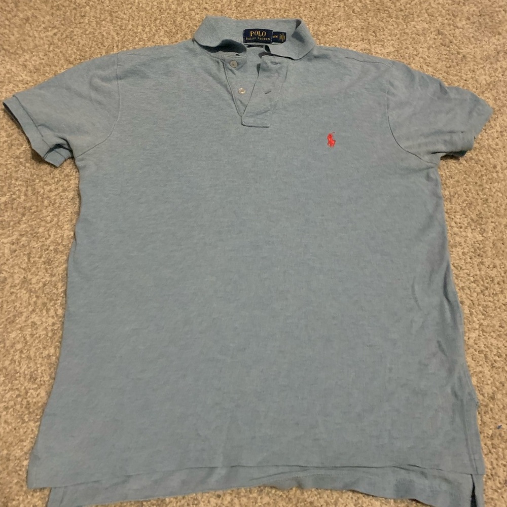 Ralph Lauren Light Blue Polo Shirt with Red Logo